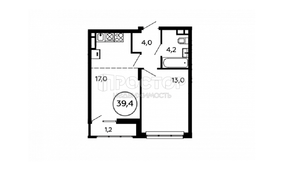 1-комнатная квартира, 35.2 м² - фото 5