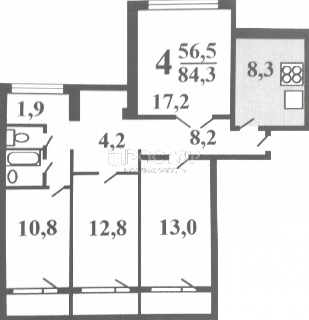 4-комнатная квартира, 85.8 м² - фото 20