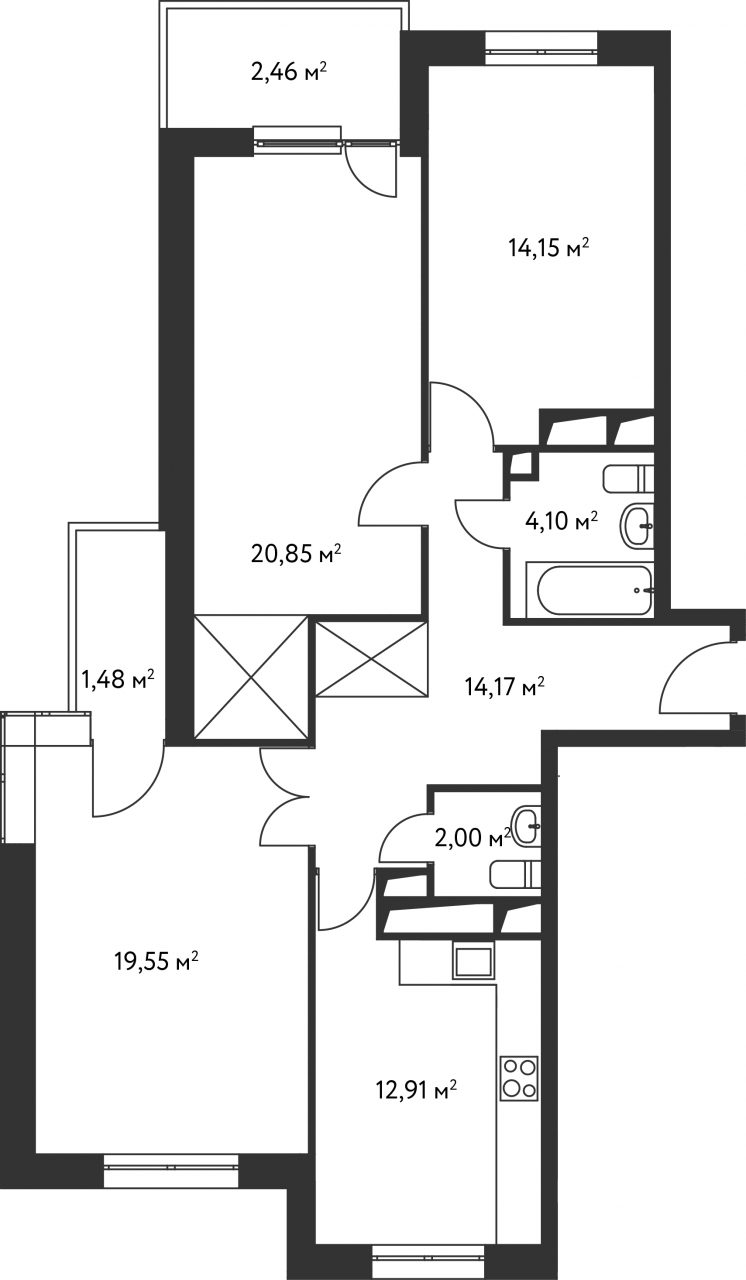 3-комнатная квартира, 92 м² - фото 2