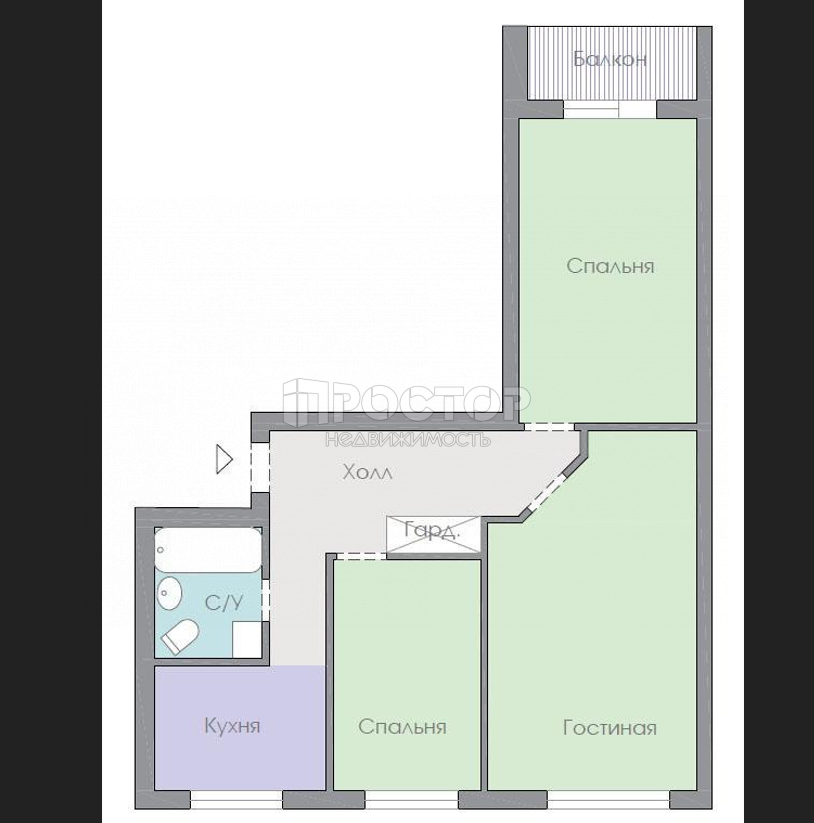 3-комнатная квартира, 58.8 м² - фото 13