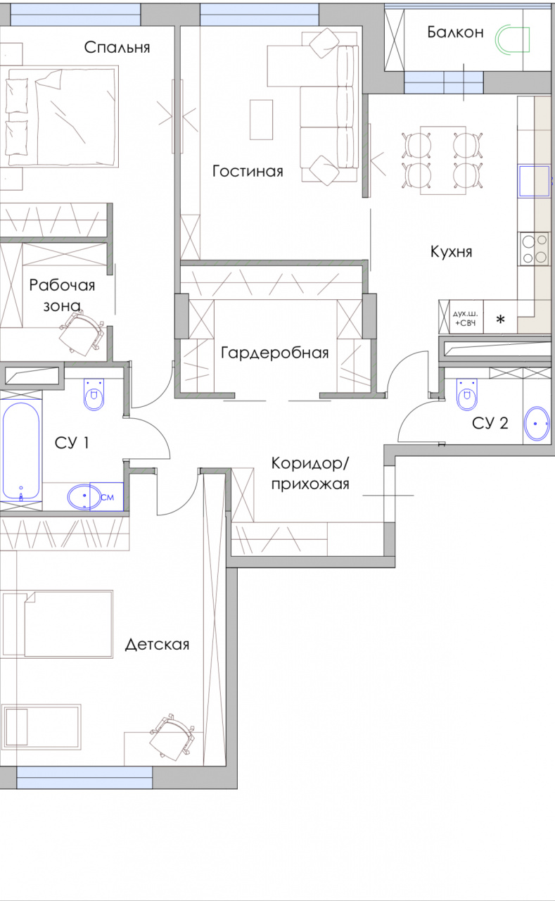 3-комнатная квартира, 94.2 м² - фото 12