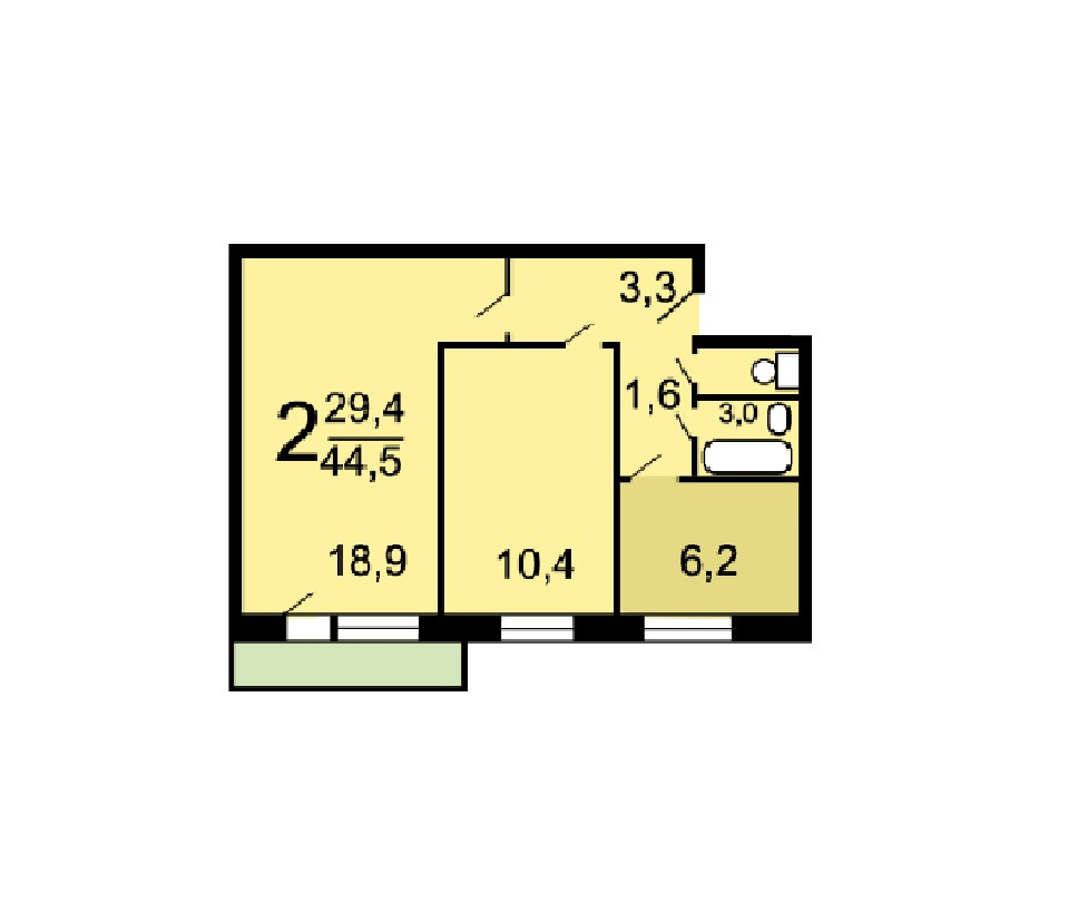 2-комнатная квартира, 44.7 м² - фото 14