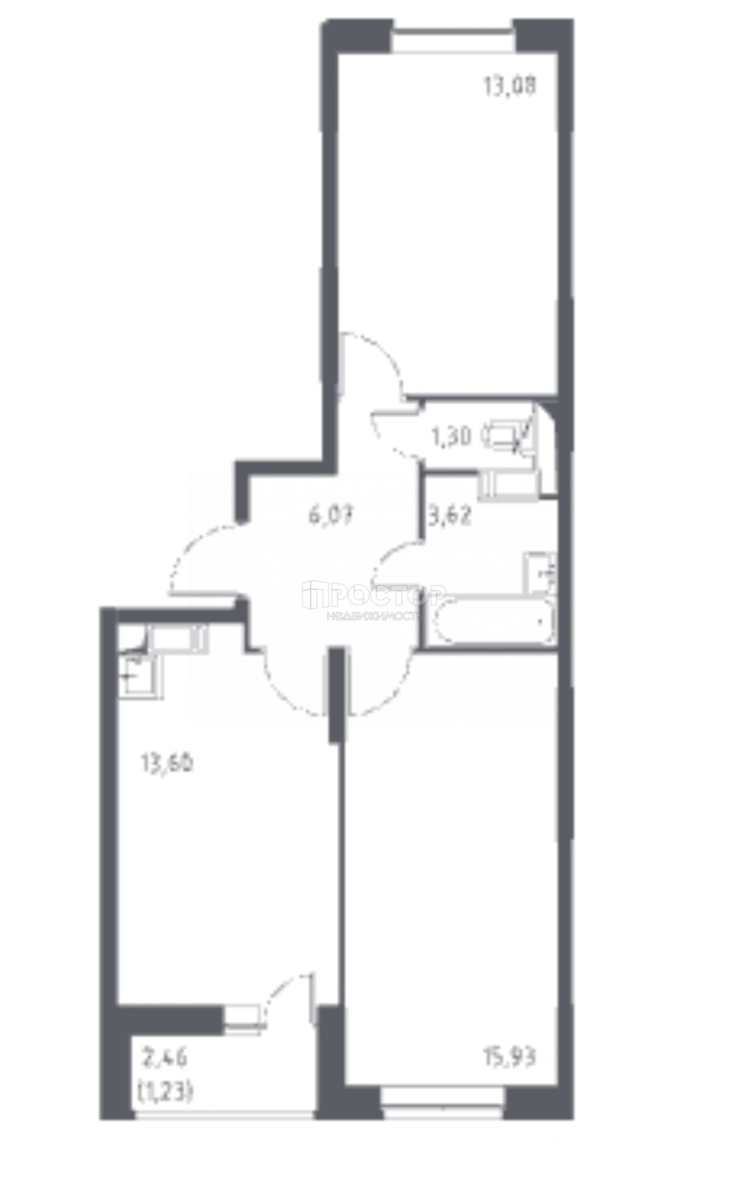 2-комнатная квартира, 54 м² - фото 17