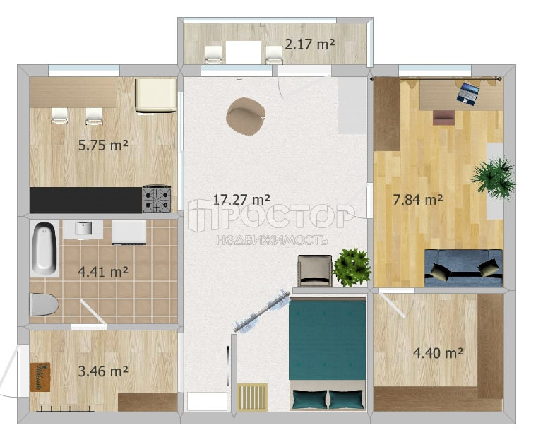 2-комнатная квартира, 45 м² - фото 11