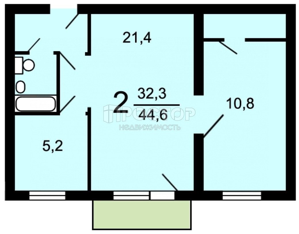 2-комнатная квартира, 44.6 м² - фото 16