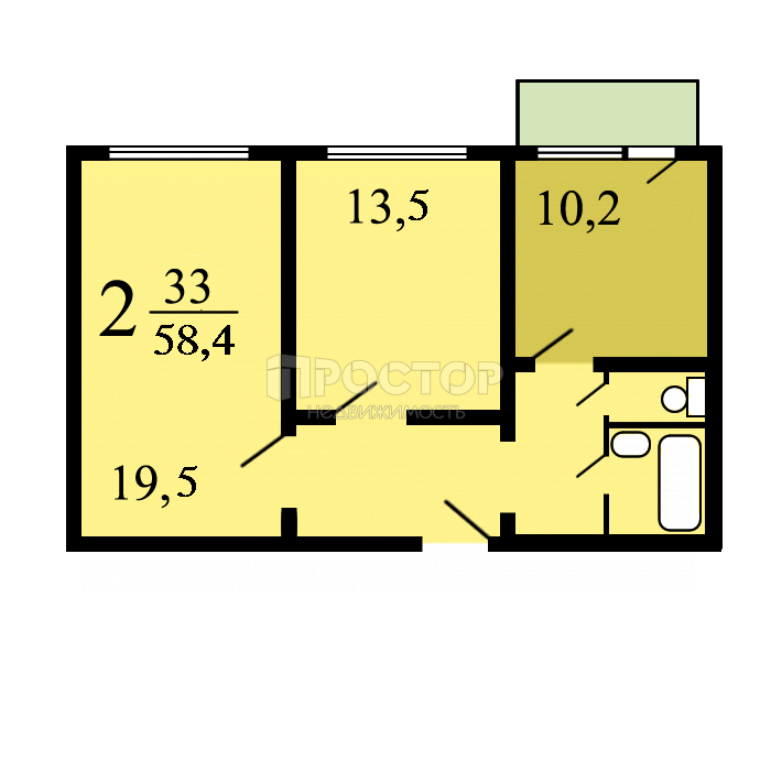 2-комнатная квартира, 59 м² - фото 33