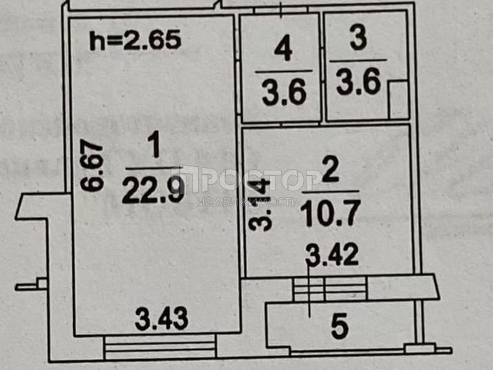 1-комнатная квартира, 46 м² - фото 9