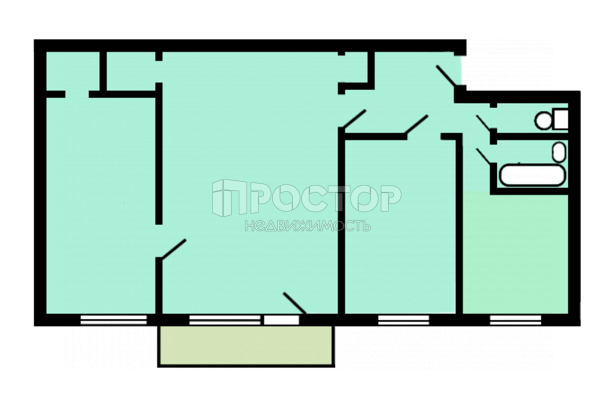 3-комнатная квартира, 56 м² - фото 21