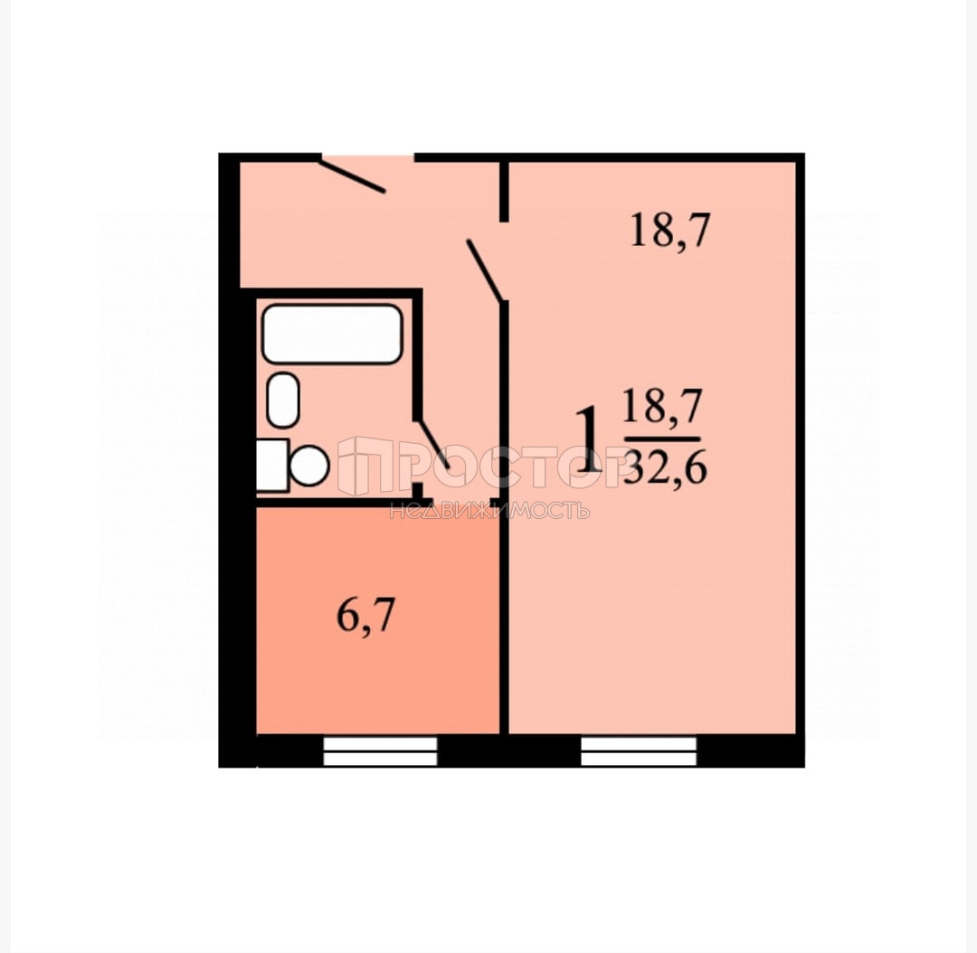 1-комнатная квартира, 32.6 м² - фото 9