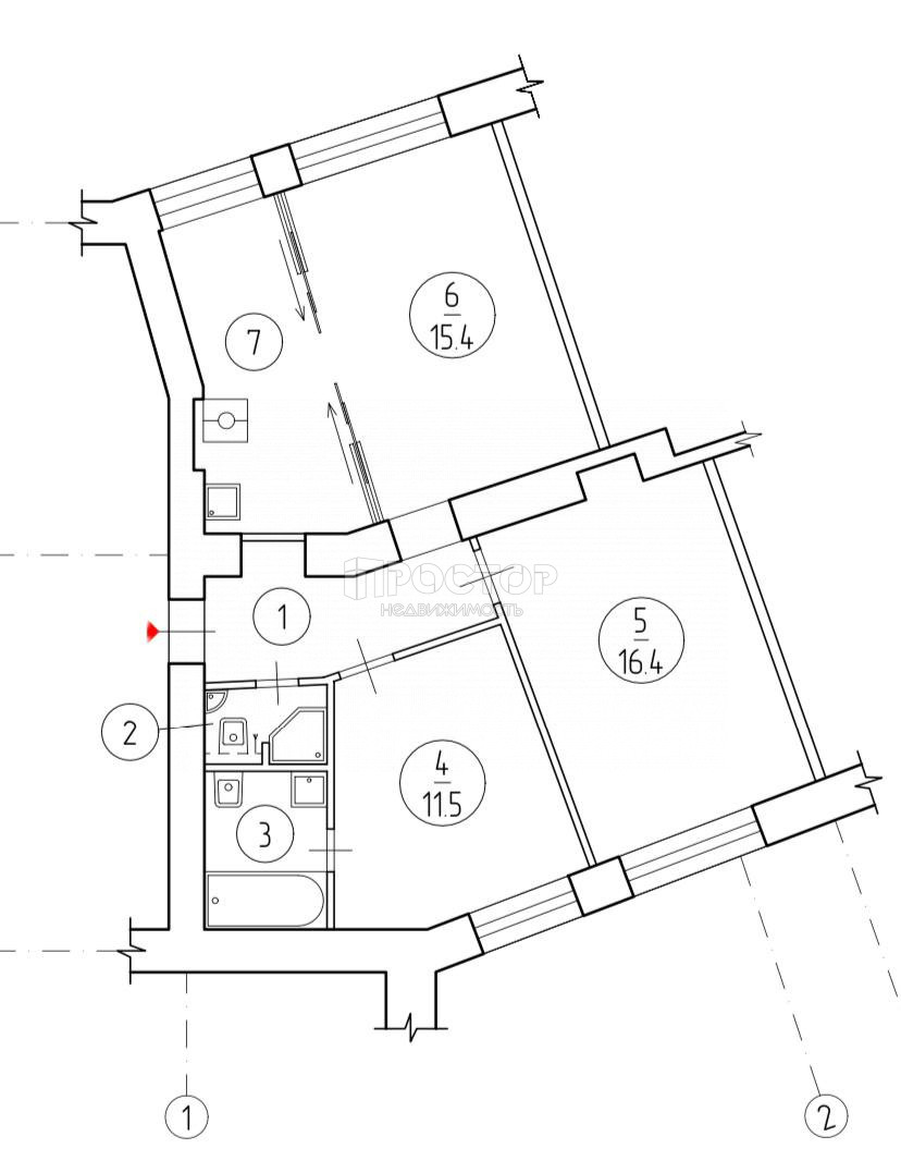 3-комнатная квартира, 63 м² - фото 14