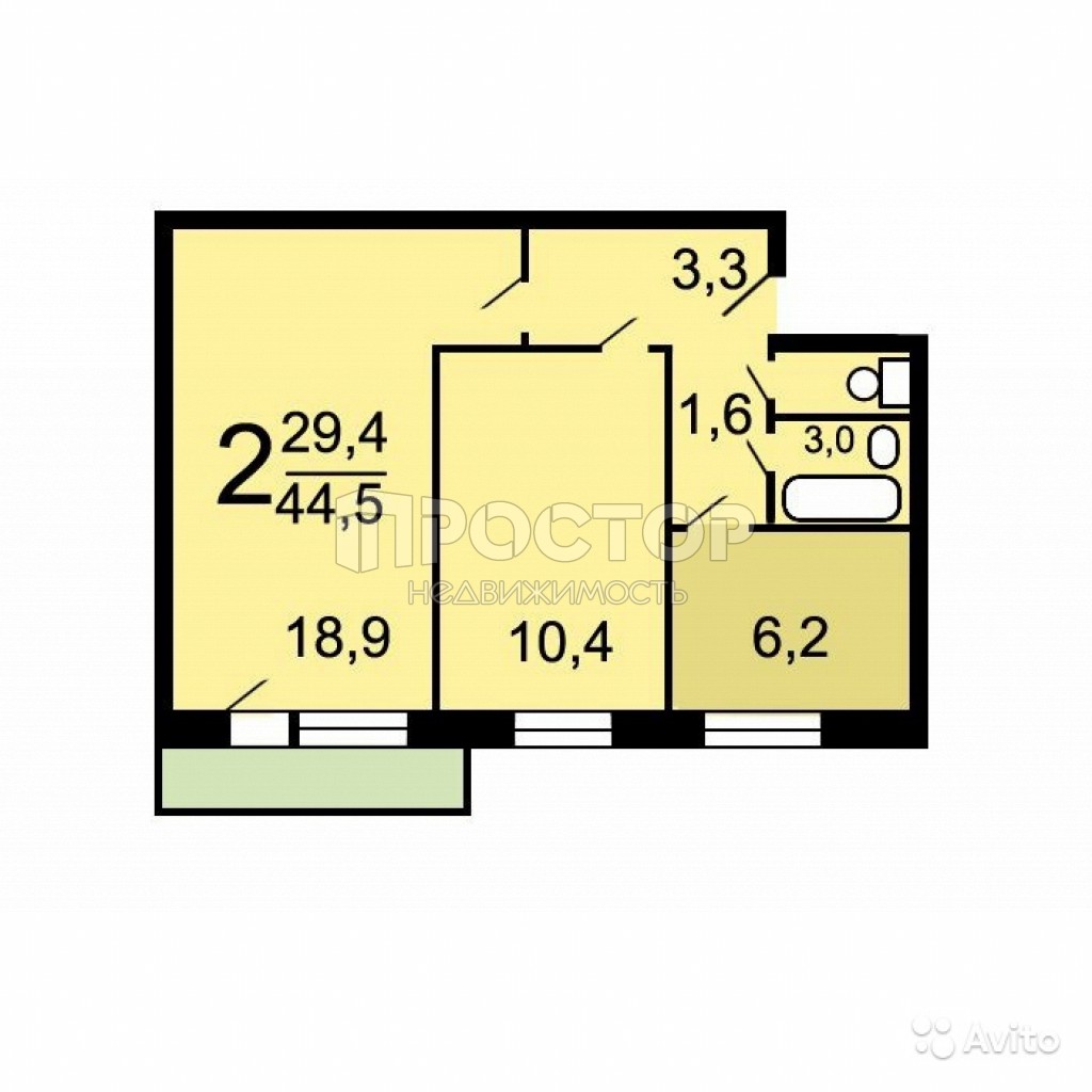 2-комнатная квартира, 45 м² - фото 7