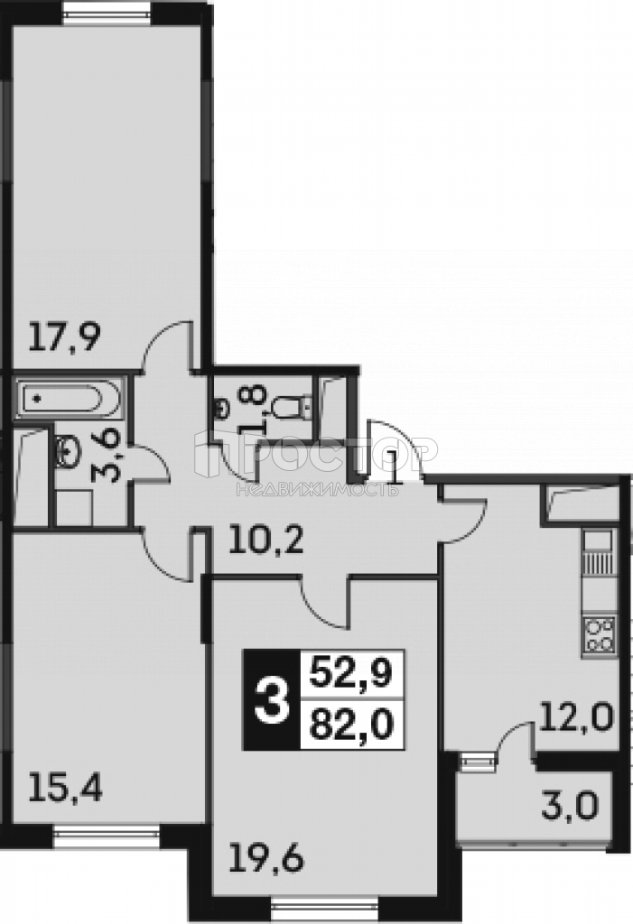 3-комнатная квартира, 81.7 м² - фото 3