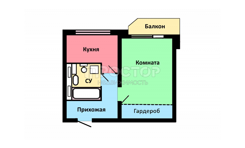 1-комнатная квартира, 38 м² - фото 16