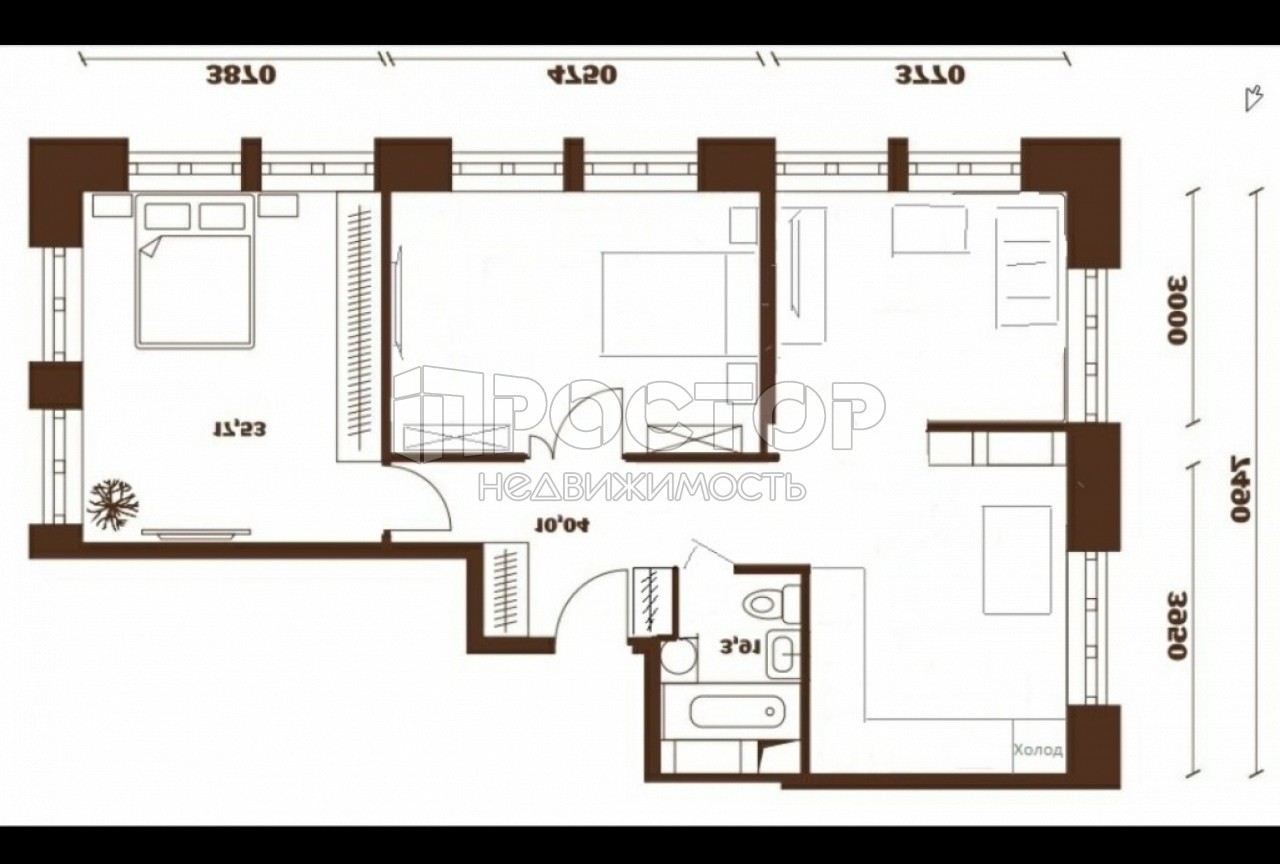 3-комнатная квартира, 71.7 м² - фото 18