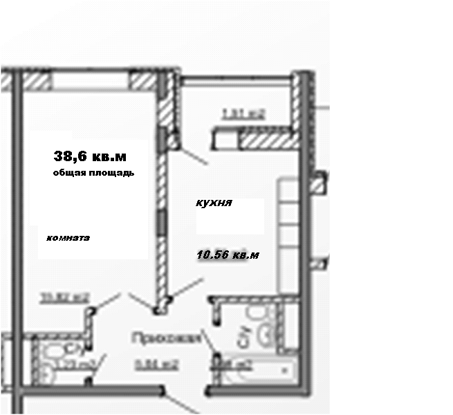 1-комнатная квартира, 38.7 м² - фото 4