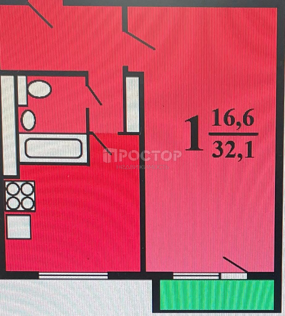 1-комнатная квартира, 31.4 м² - фото 11