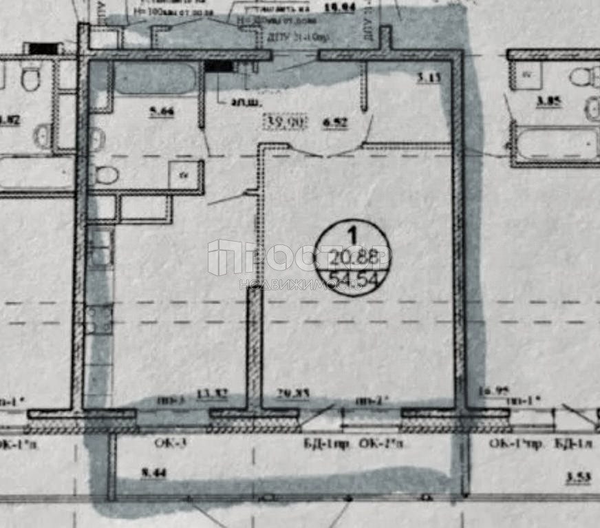 1-комнатная квартира, 52 м² - фото 3