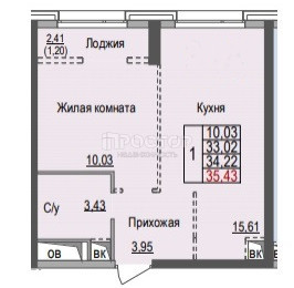 1-комнатная квартира, 35.5 м² - фото 25