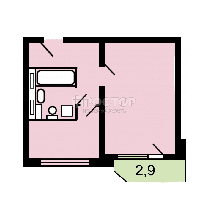 1-комнатная квартира, 38.4 м² - фото 7