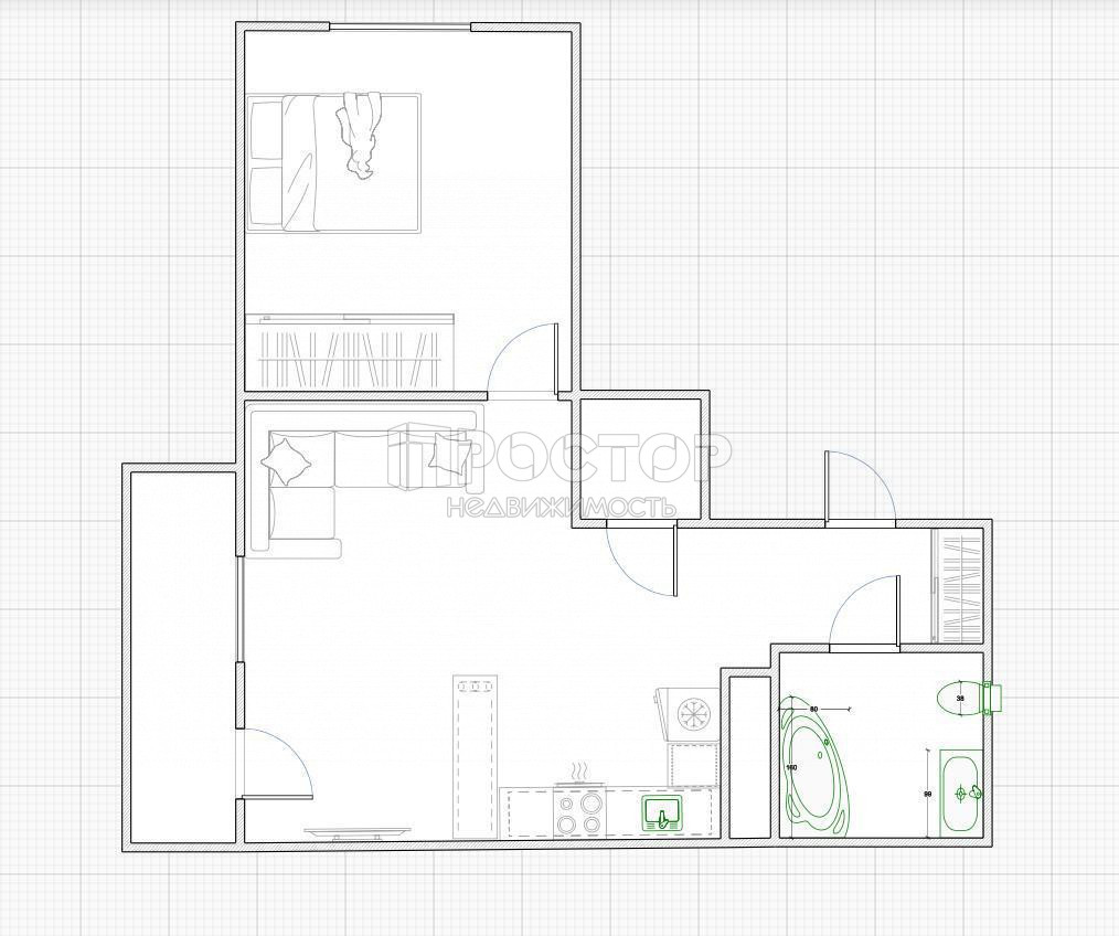 2-комнатная квартира, 55.2 м² - фото 14