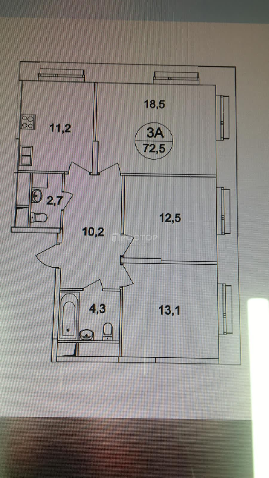 3-комнатная квартира, 72.5 м² - фото 17