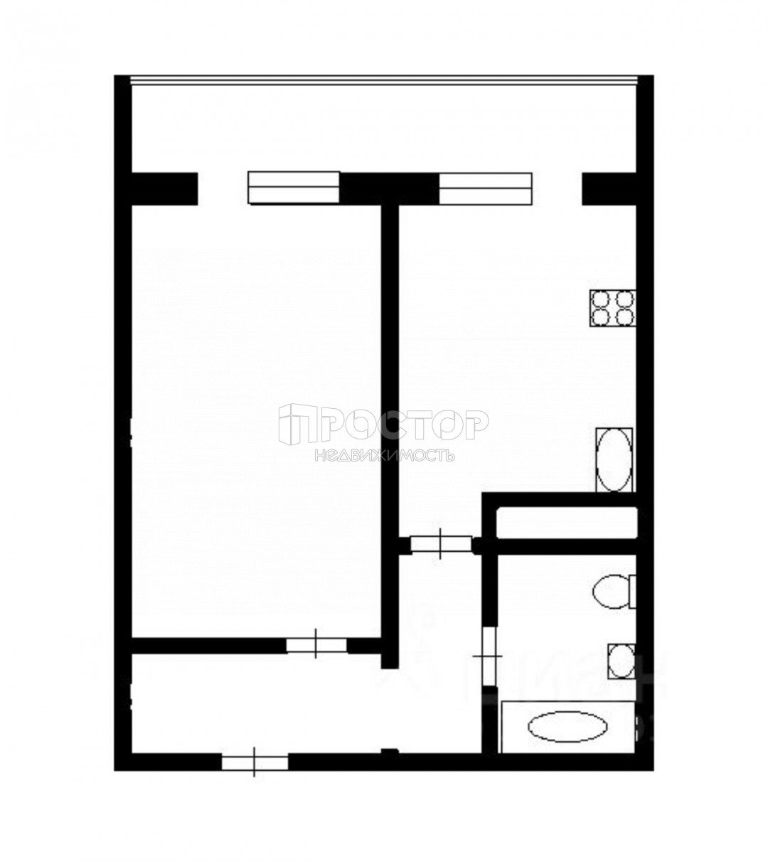 1-комнатная квартира, 40 м² - фото 19