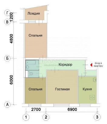 3-комнатная квартира, 63 м² - фото 2