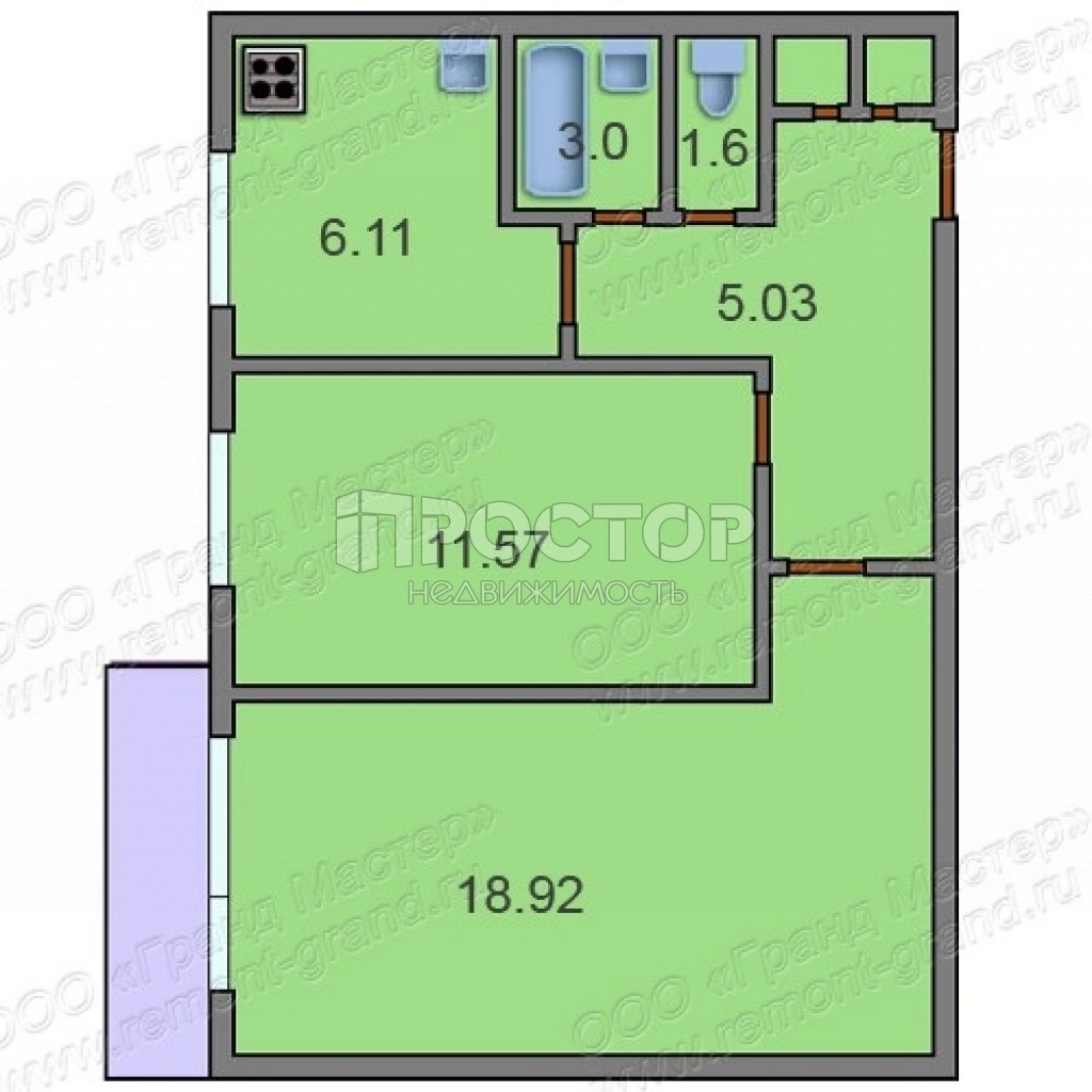 2-комнатная квартира, 47 м² - фото 20