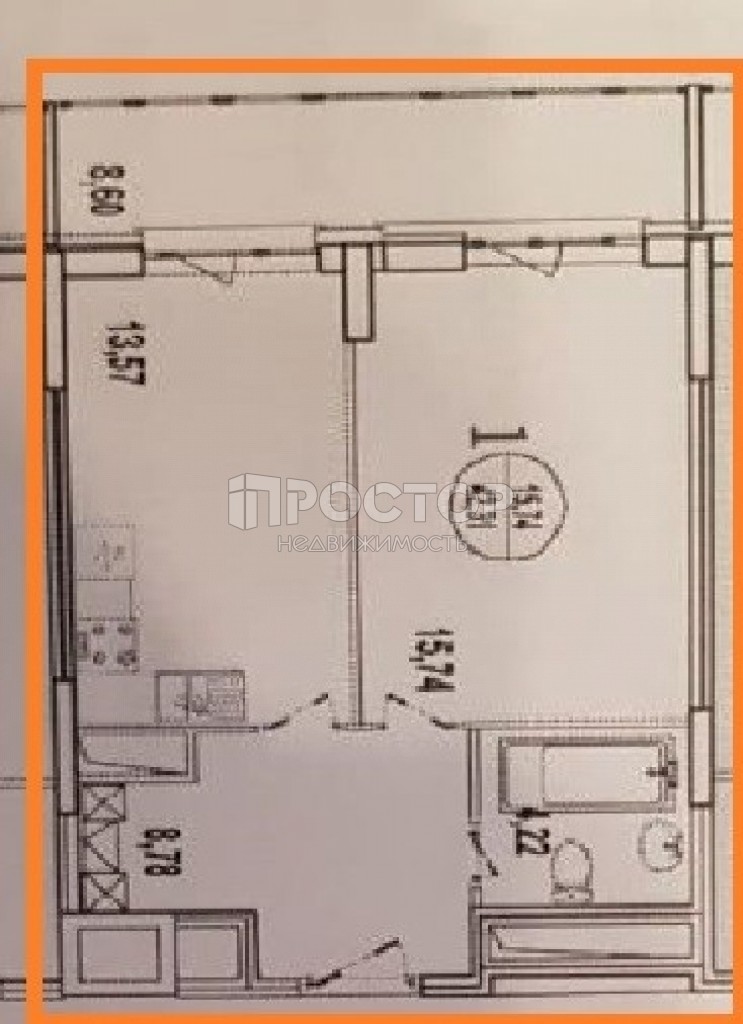 1-комнатная квартира, 50 м² - фото 10