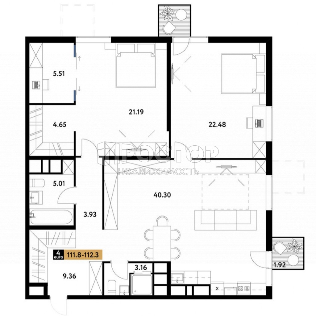 3-комнатная квартира, 111.8 м² - фото 10