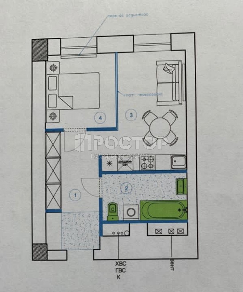 1-комнатная квартира, 38 м² - фото 20