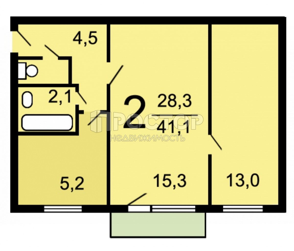 2-комнатная квартира, 43.1 м² - фото 16