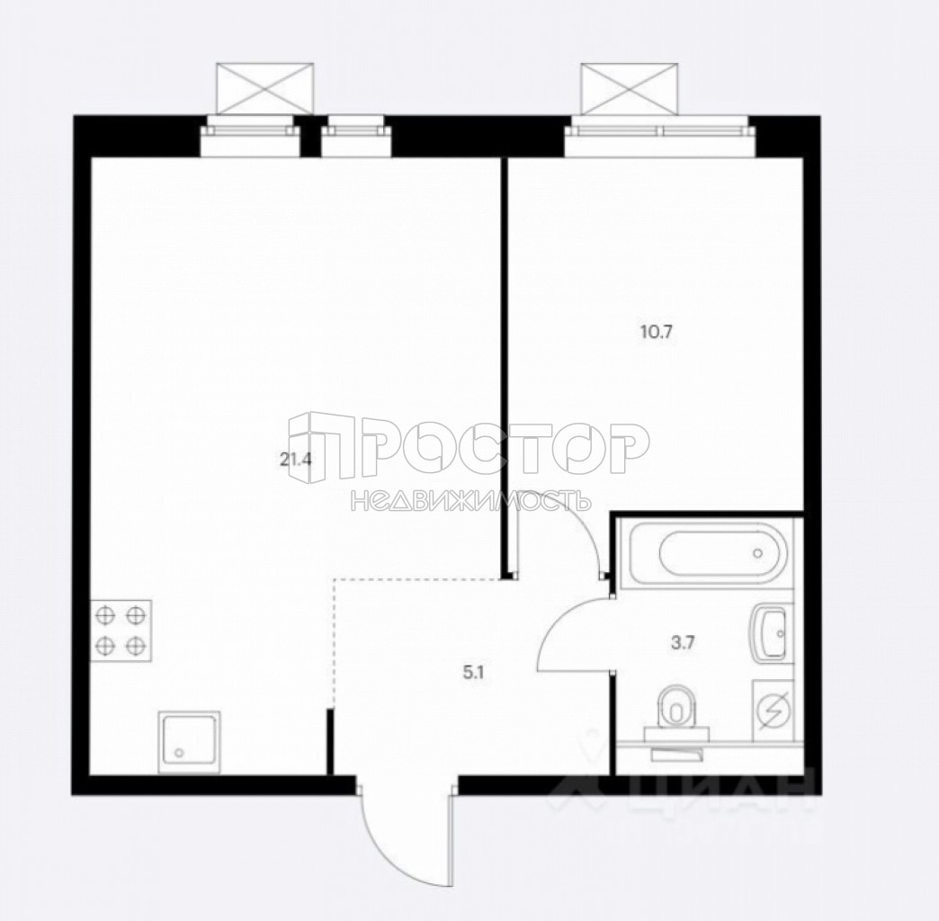 2-комнатная квартира, 41.2 м² - фото 2