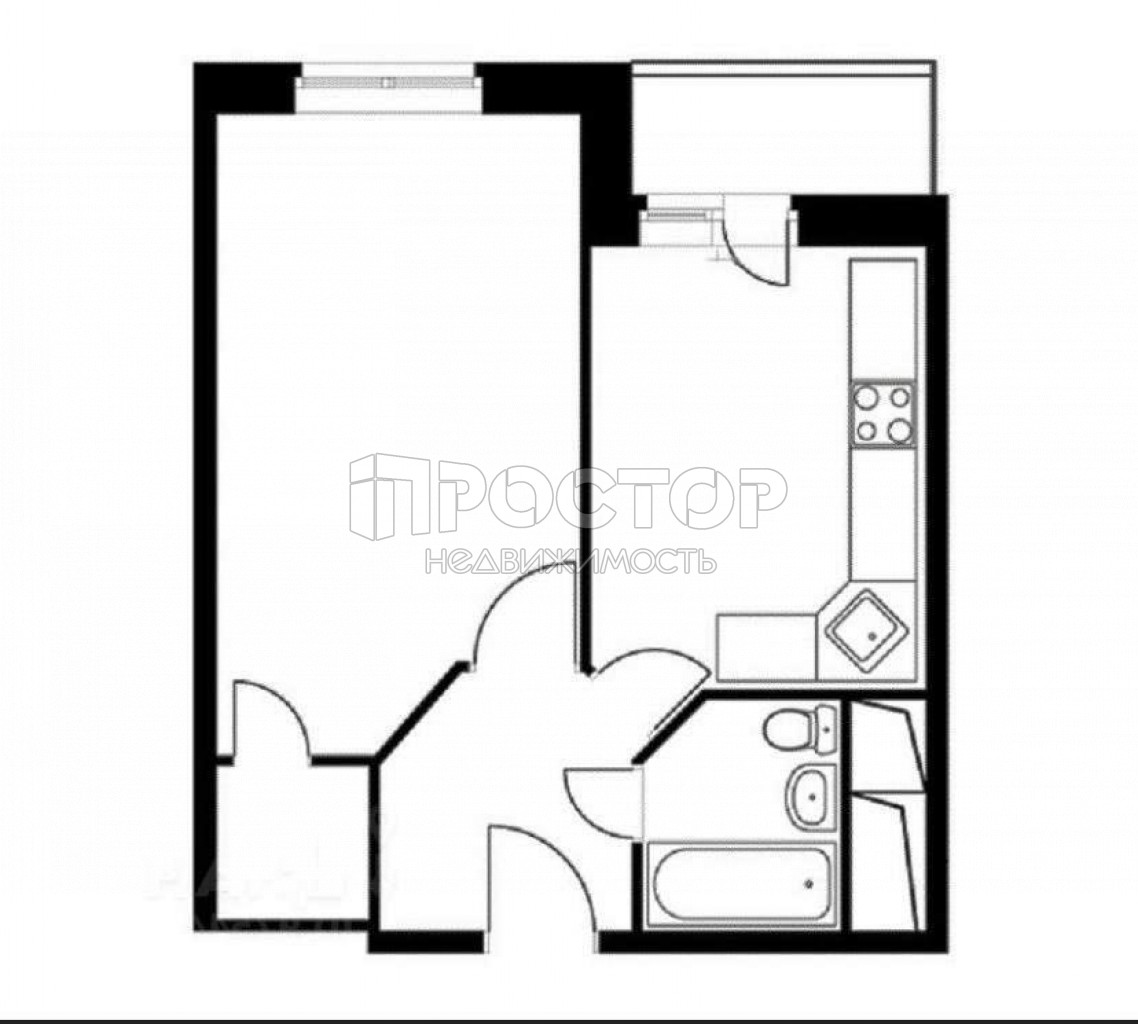 1-комнатная квартира, 40.2 м² - фото 15