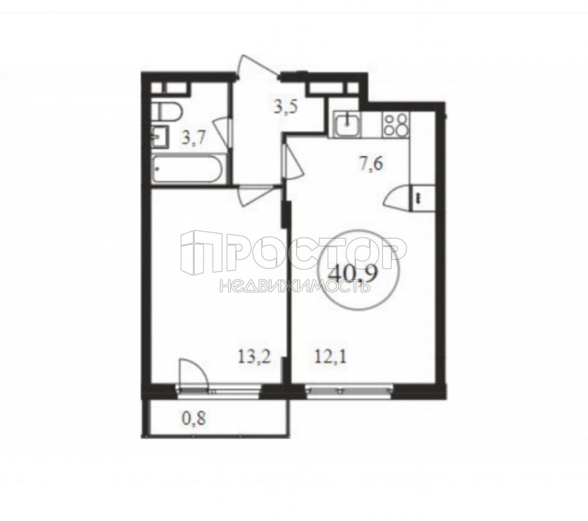 2-комнатная квартира, 40.9 м² - фото 3