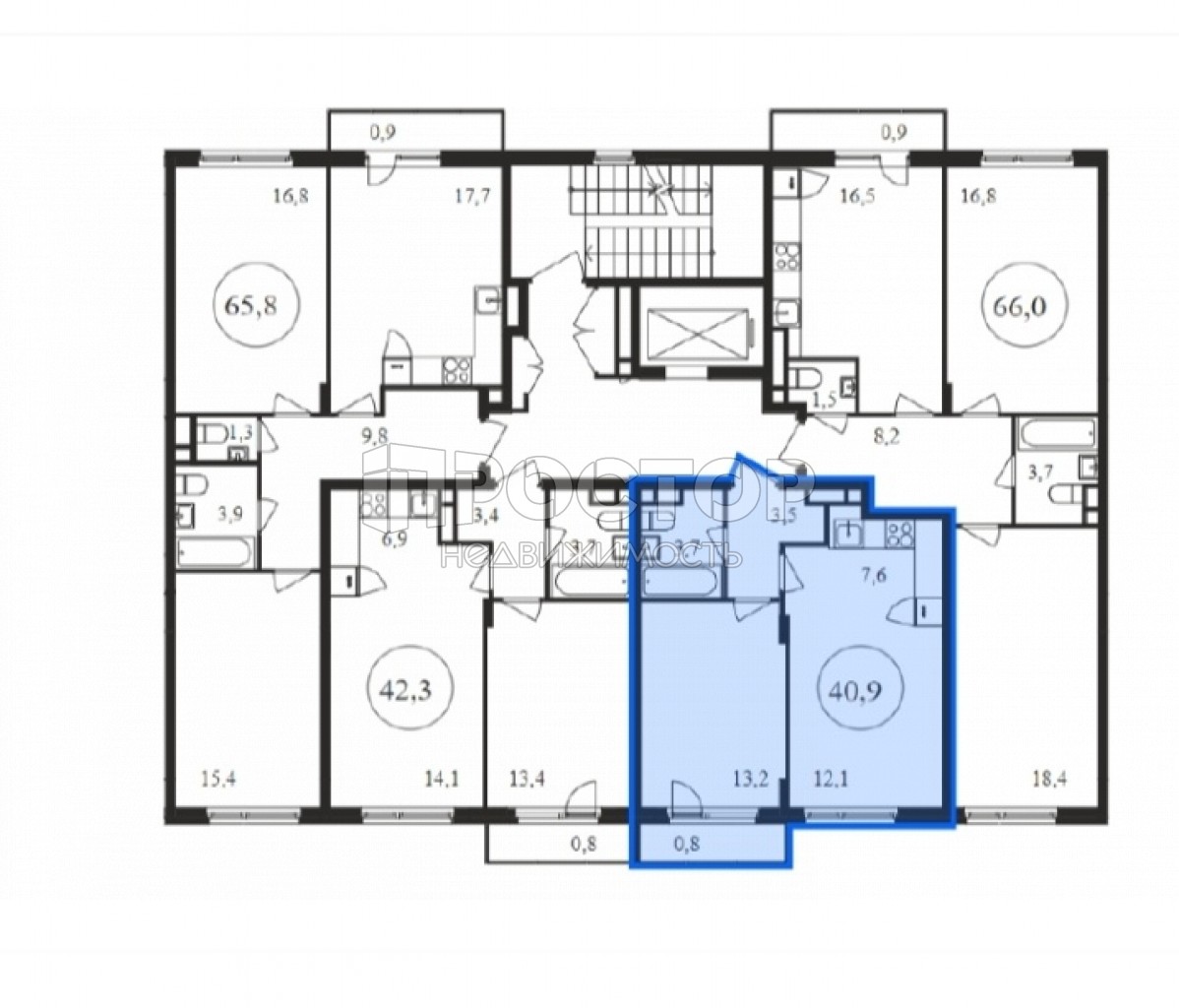 2-комнатная квартира, 40.9 м² - фото 2