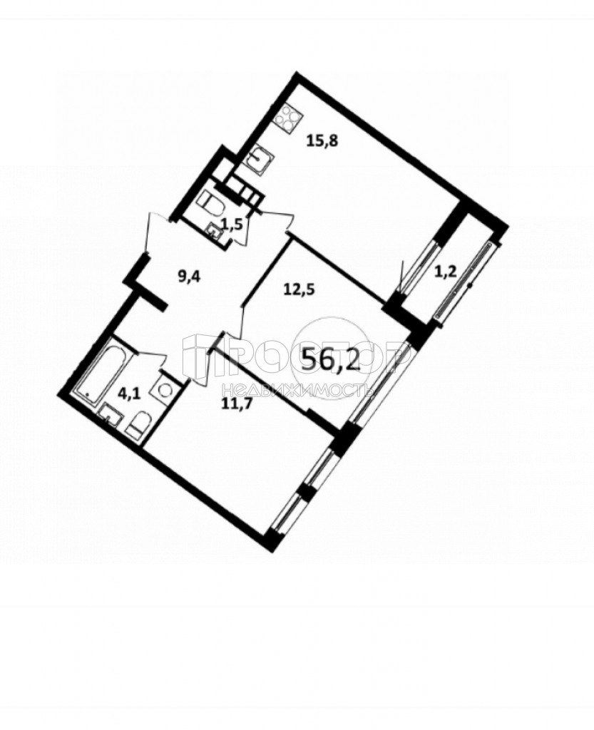 3-комнатная квартира, 56.2 м² - фото 2