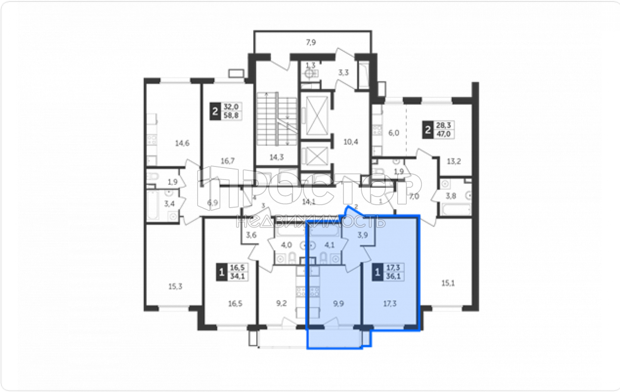 1-комнатная квартира, 36.1 м² - фото 3