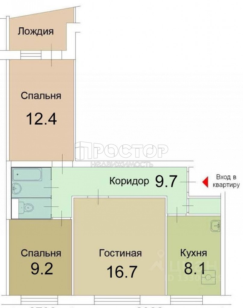 3-комнатная квартира, 59.9 м² - фото 9