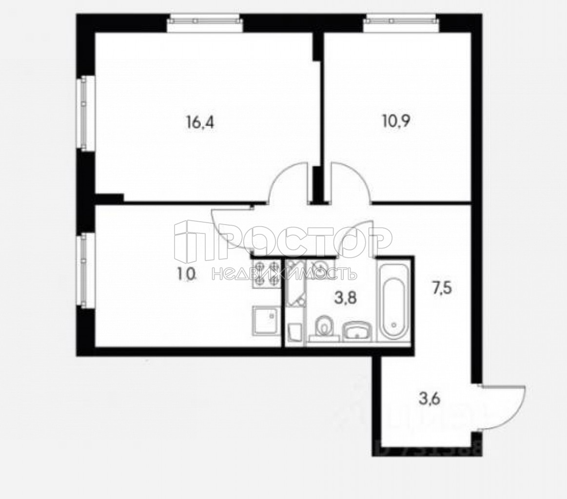 2-комнатная квартира, 51.8 м² - фото 25