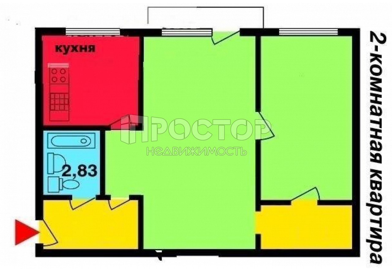 2-комнатная квартира, 43.8 м² - фото 12