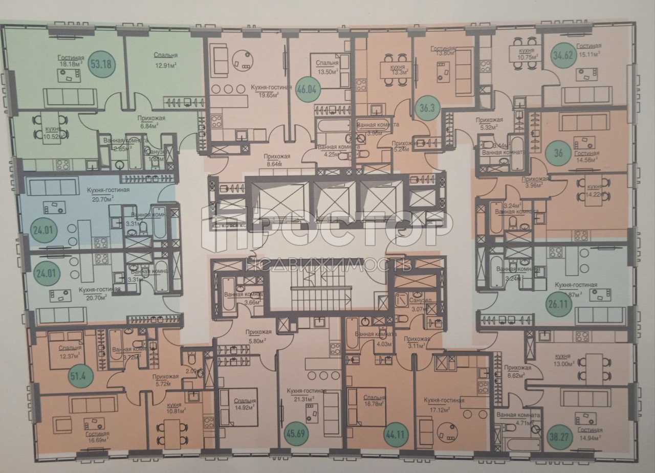 1-комнатная квартира, 34.62 м² - фото 4