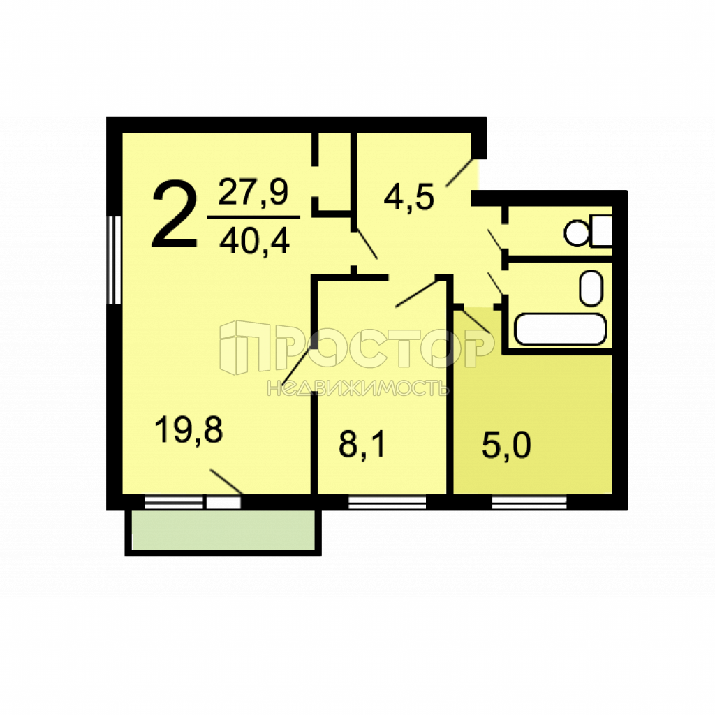 1-комнатная квартира, 36.4 м² - фото 8