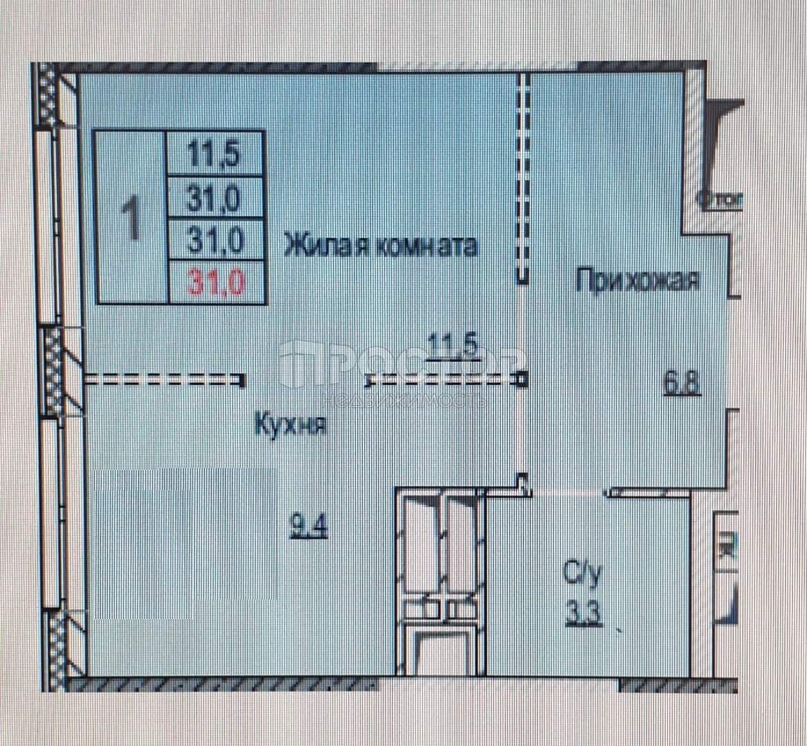 1-комнатная квартира, 31 м² - фото 4