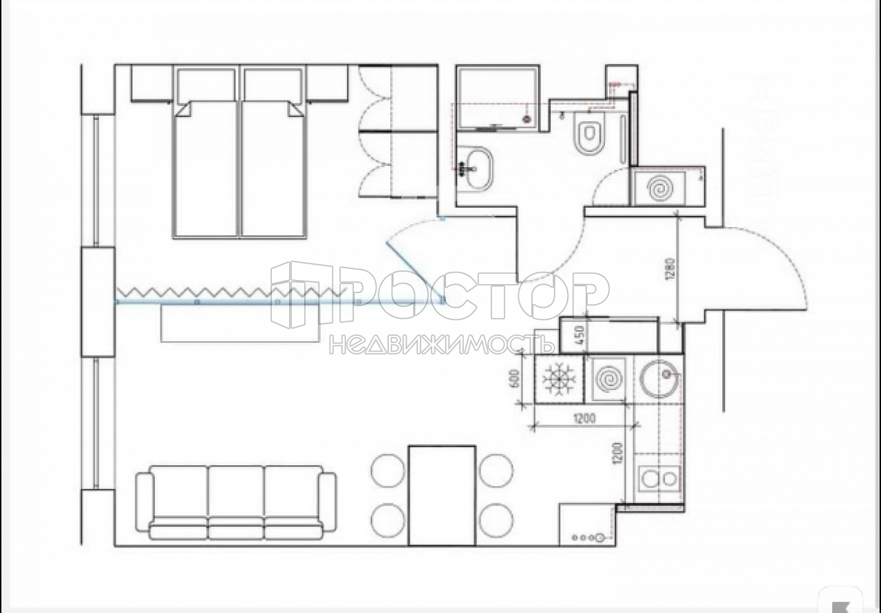 2-комнатная квартира, 37.7 м² - фото 9