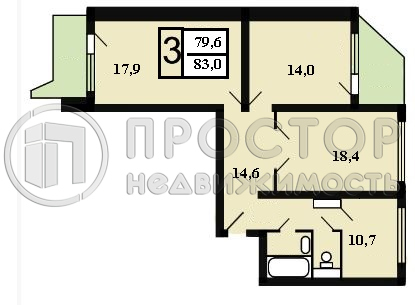 3-комнатная квартира, 83 м² - фото 31