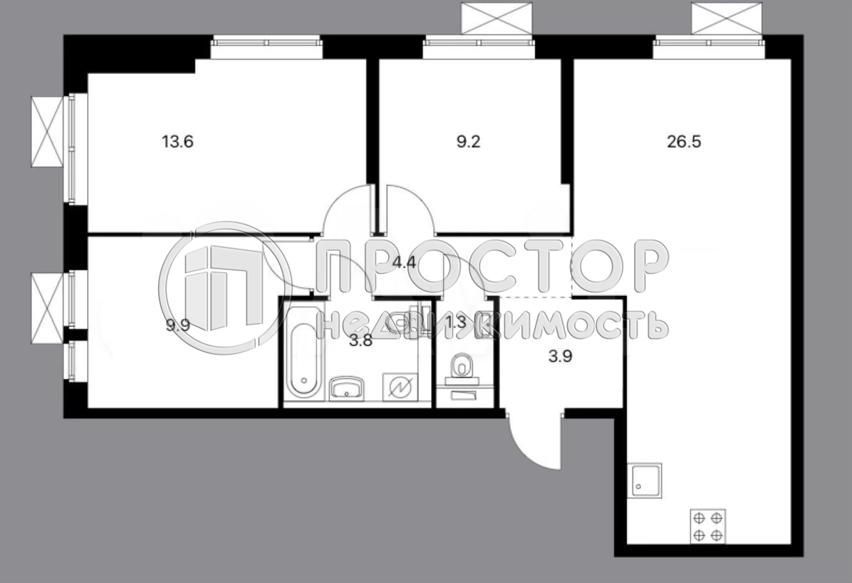 3-комнатная квартира, 72.6 м² - фото 8