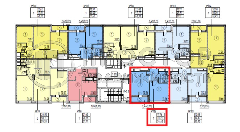 1-комнатная квартира, 34.43 м² - фото 27