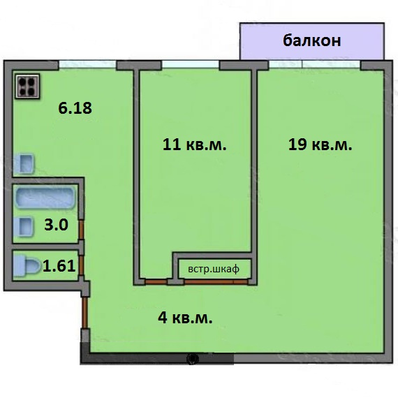 2-комнатная квартира, 44 м² - фото 15