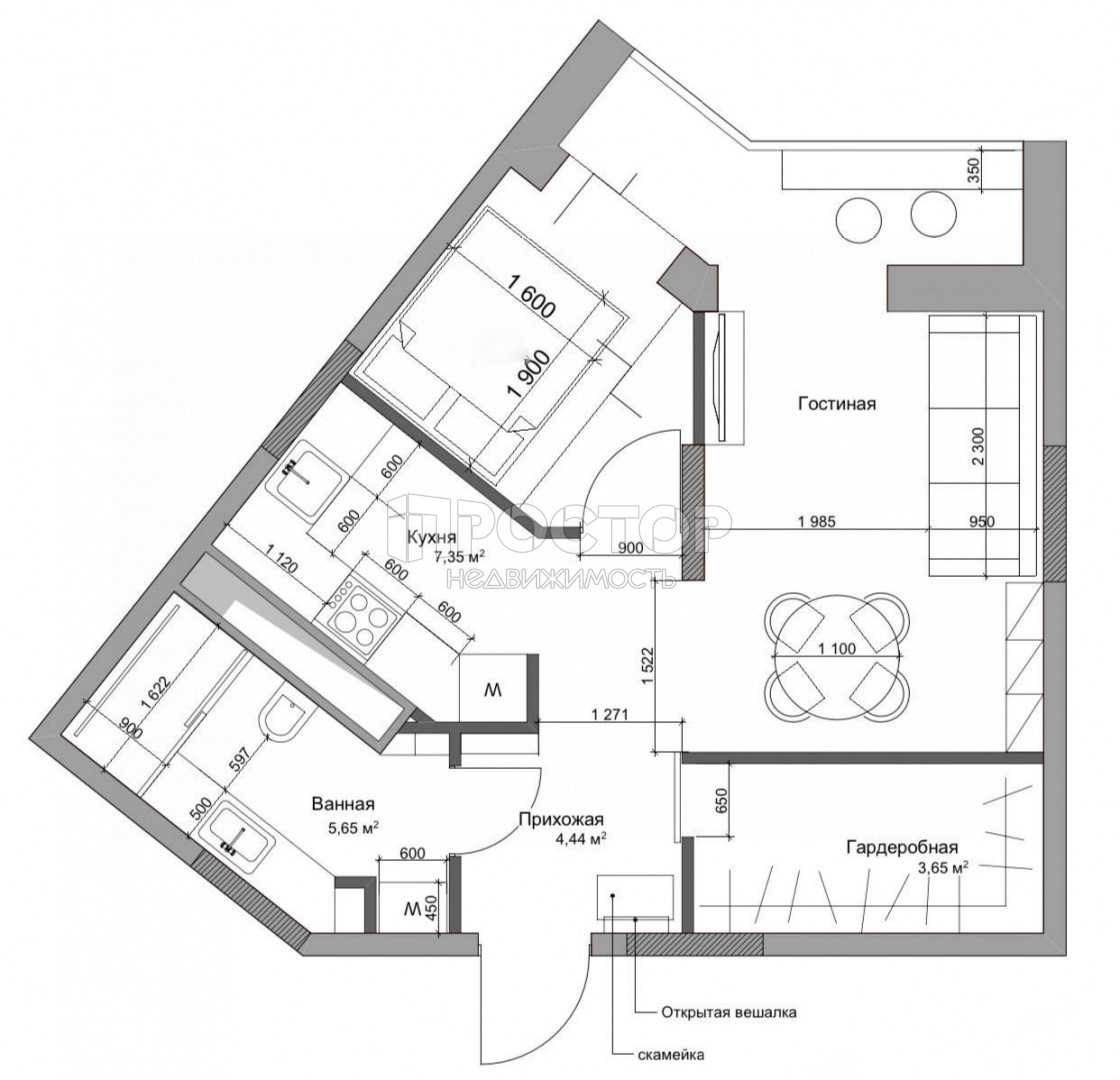 1-комнатная квартира, 39.8 м² - фото 27